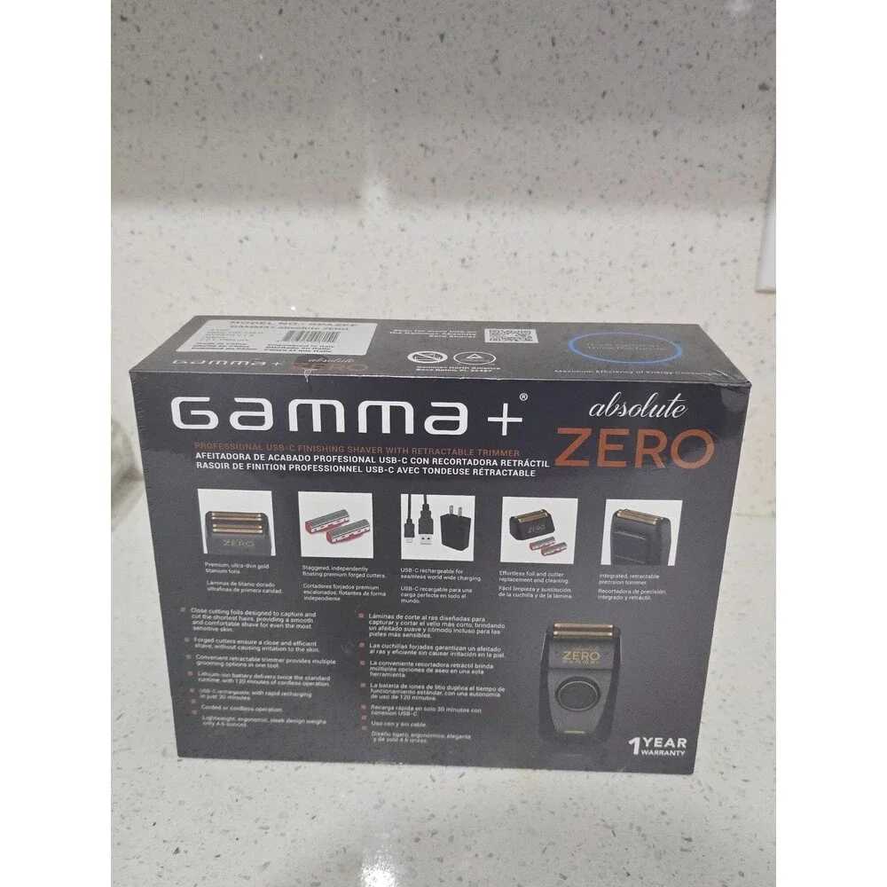 GAMMA+ Absolute Zero Forged Men's Cordless Gold Foil Finishing Shaver SEALED NEW